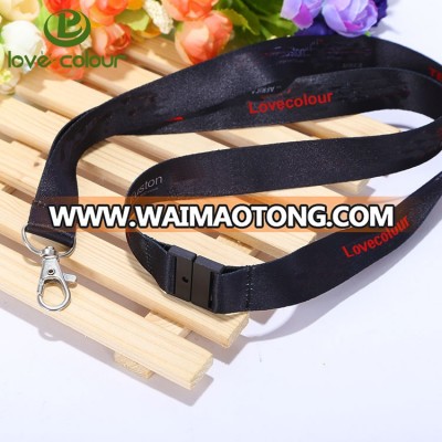 Custom Polyester Black Dye Sublimated Lanyard With Red Printing Logo